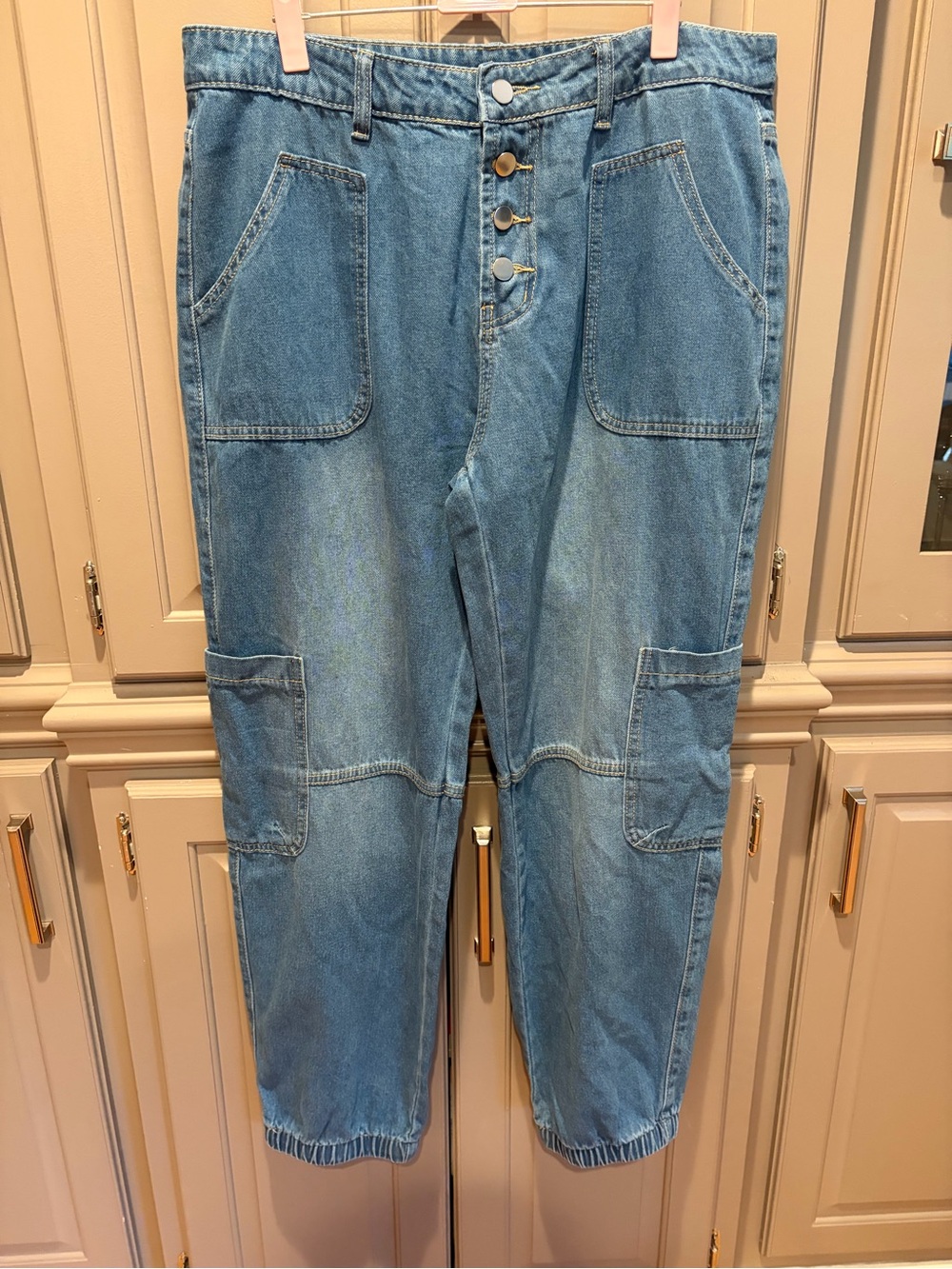 SHEIN Light Blue High-Waist Button-Fly Jeggings
